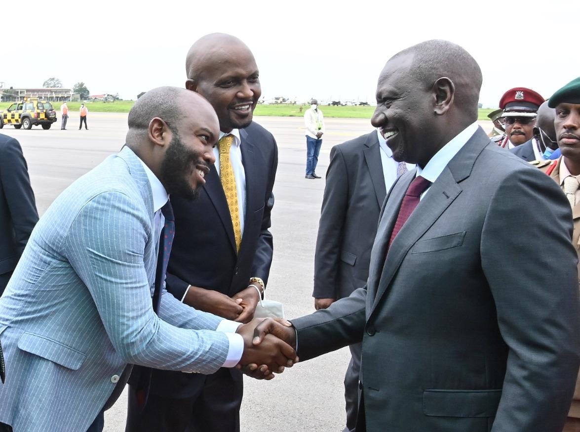 File image of President William Ruto and Gabriel Kagombe.